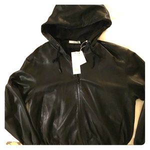 Woman’s Vince hooded leather jacket NEW w/tags
